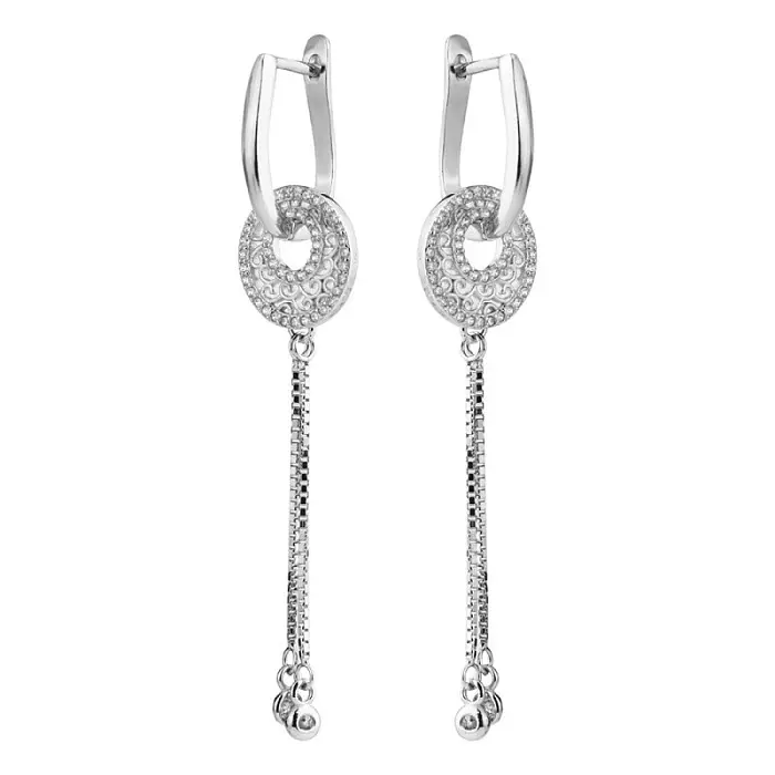 Серьги подвесные из серебра