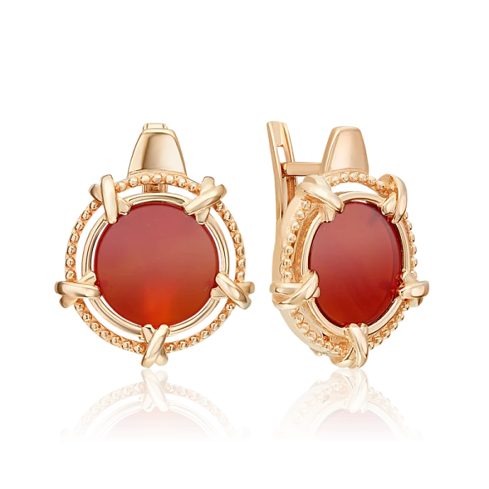 Серьги с английским замком из красного золота