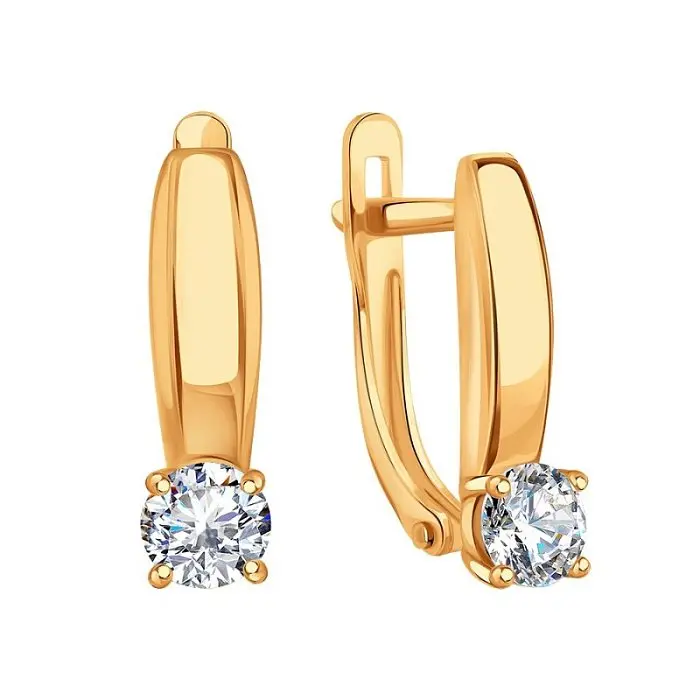 Серьги с английским замком из красного золота