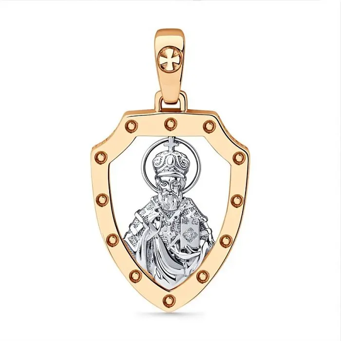 Подвеска икона из комбинированного золота