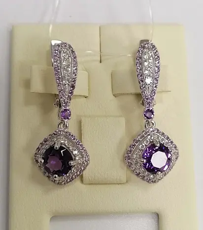 Серьги подвесные из серебра