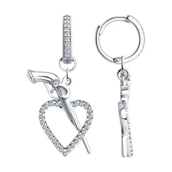 Серьги подвесные из серебра