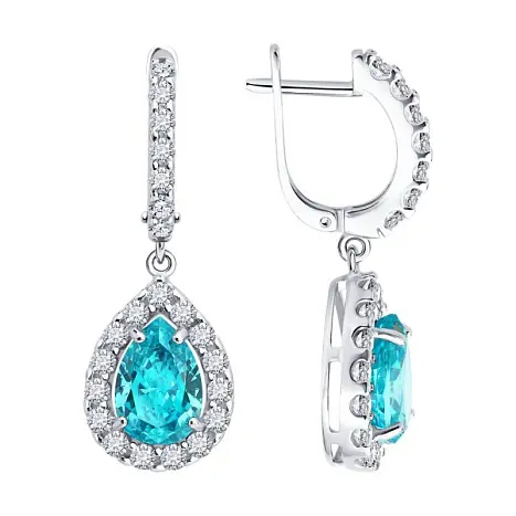 Серьги подвесные из серебра