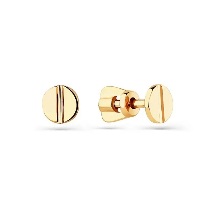 Серьги пуссеты из красного золота