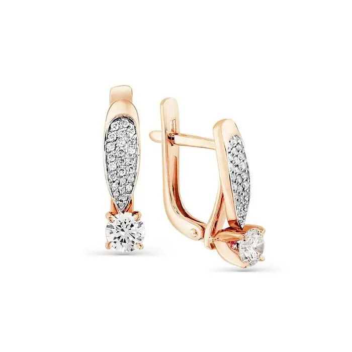 Серьги с английским замком из красного золота