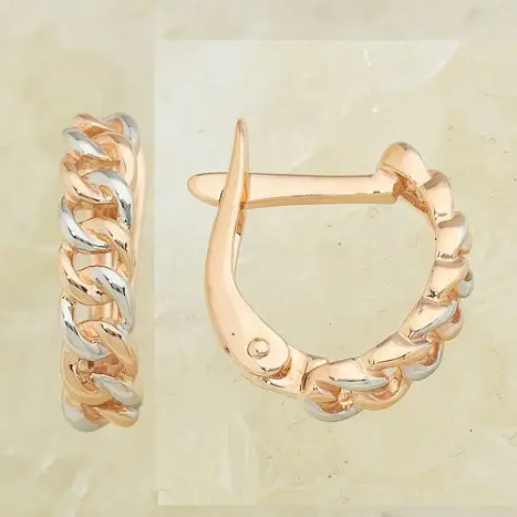 Серьги с английским замком из комбинированного золота