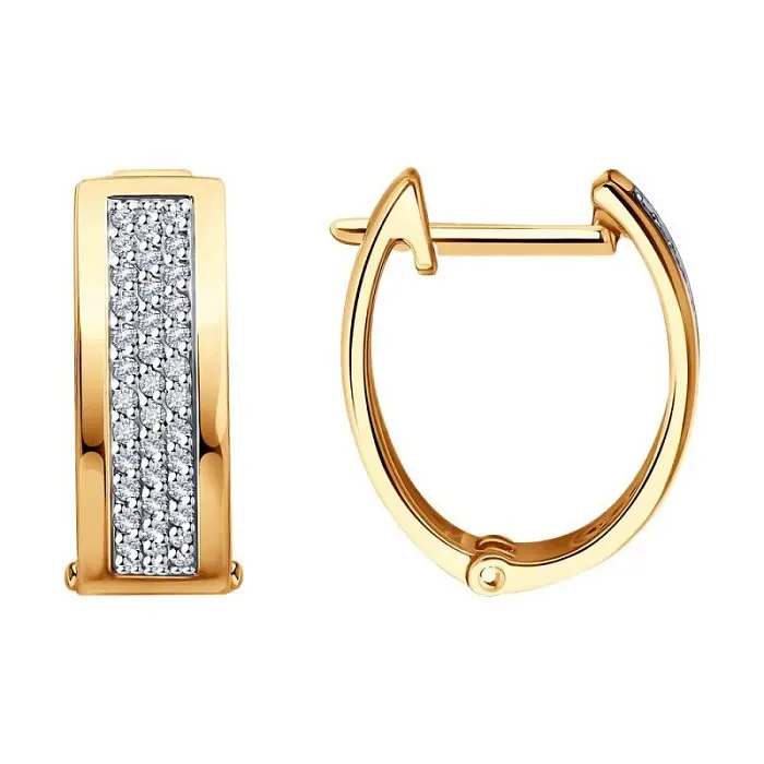 Серьги с английским замком из комбинированного золота