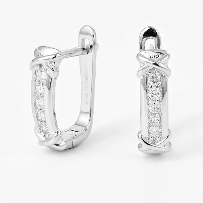 Серьги с английским замком из серебра