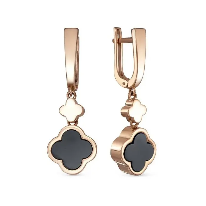 Серьги подвесные из красного золота