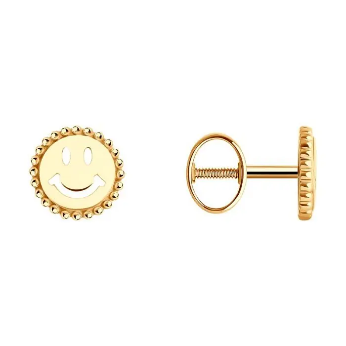 Серьги пуссеты из красного золота