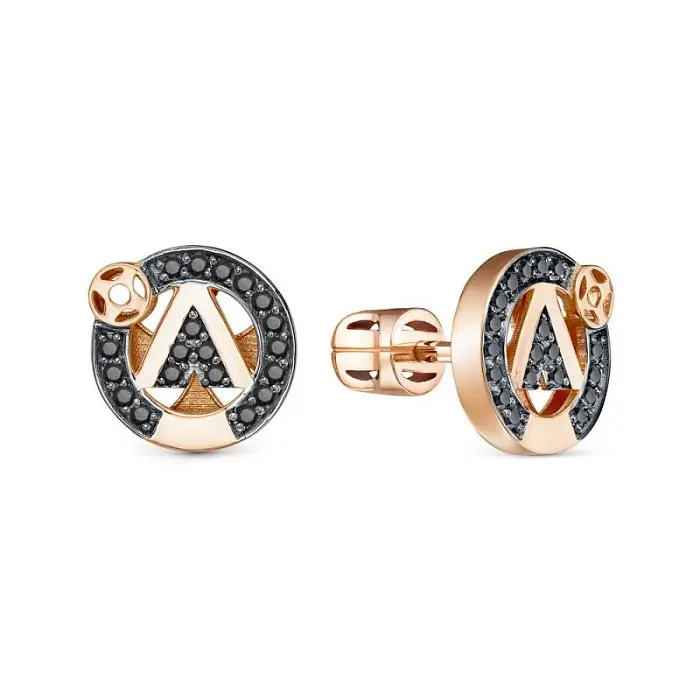 Серьги пуссеты из красного золота