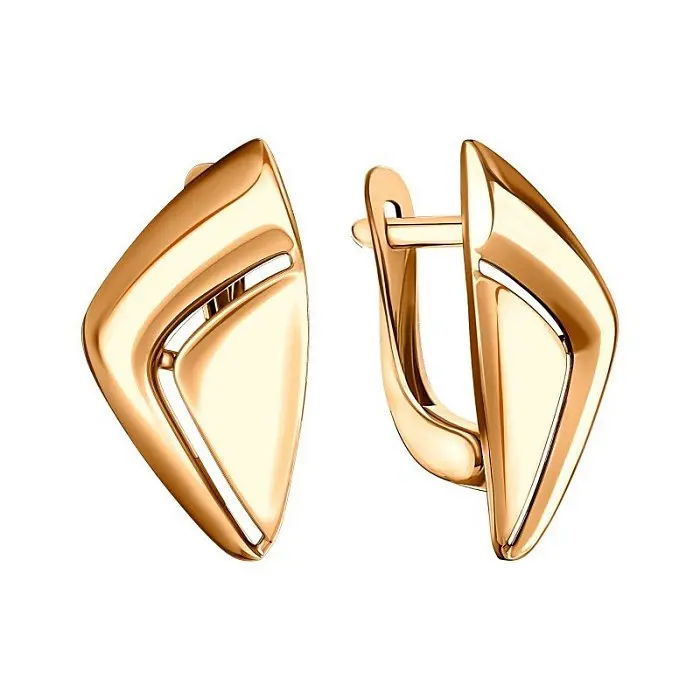 Серьги с английским замком из красного золота