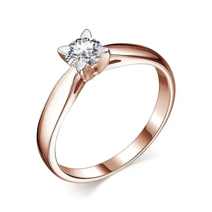 Кольцо помолвочное из красного золота