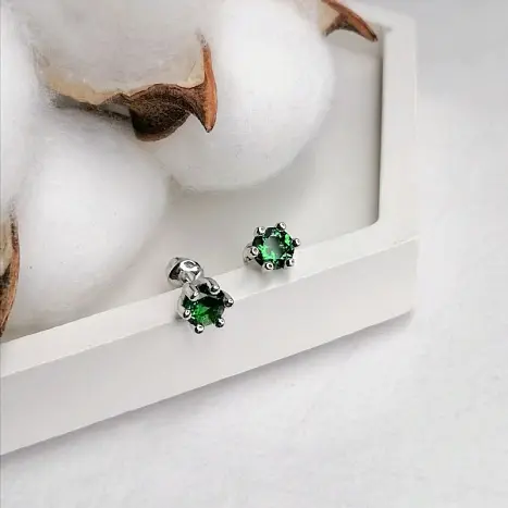 Серьги пуссеты из серебра