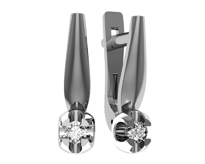 Серьги с английским замком из белого золота