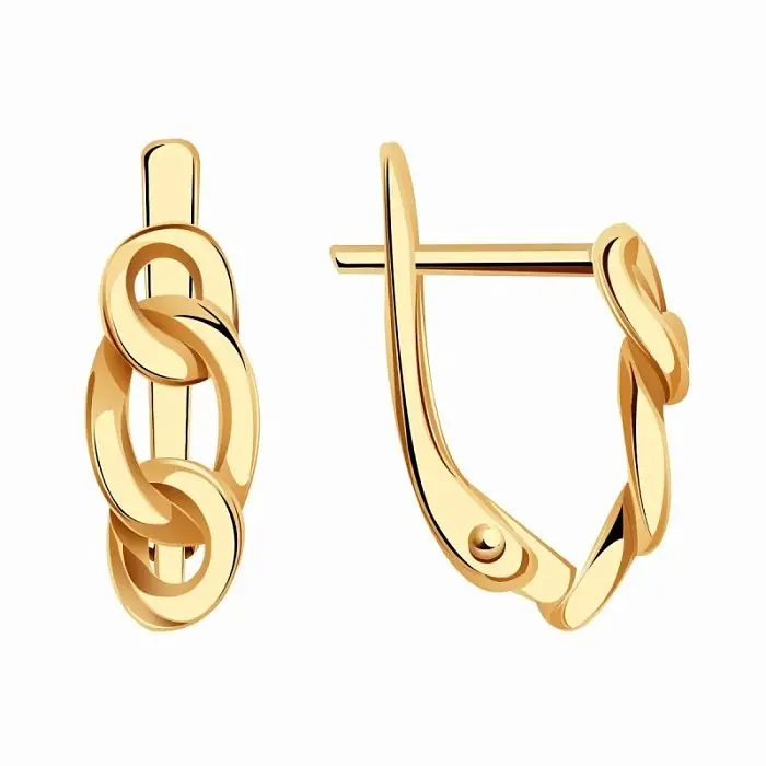 Серьги с английским замком из красного золота