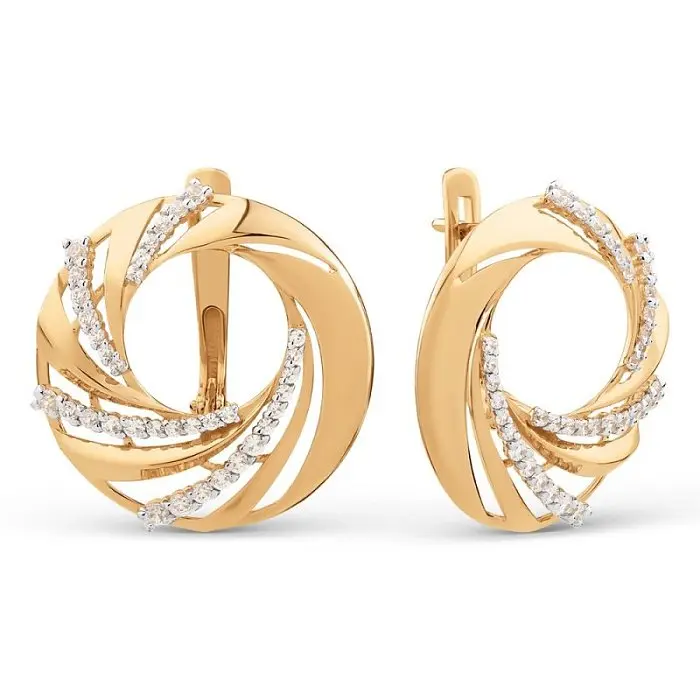 Серьги с английским замком из красного золота