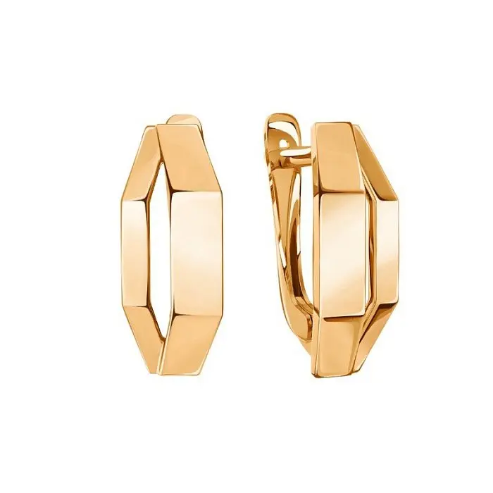 Серьги с английским замком из красного золота