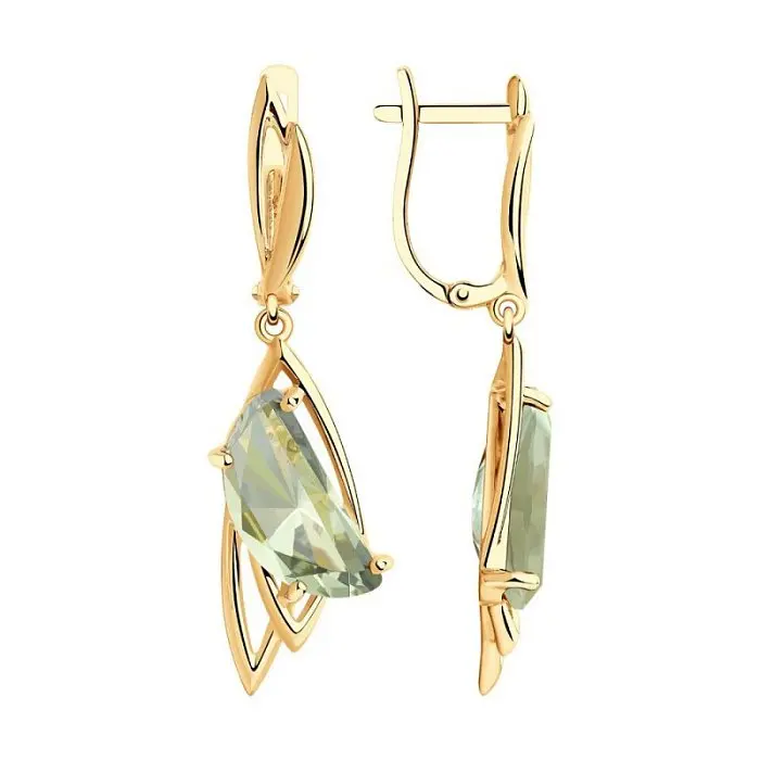 Серьги подвесные из красного золота