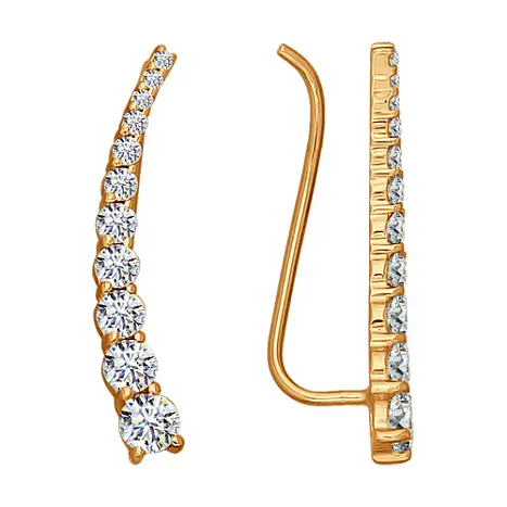 Серьги зажимы из красного золота