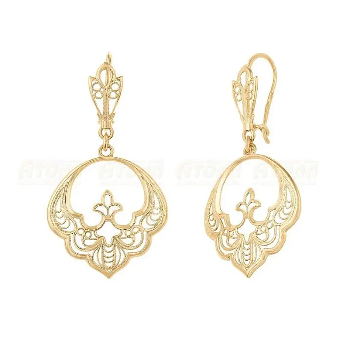Серьги петельки из красного золота