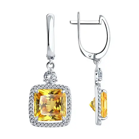 Серьги подвесные из серебра