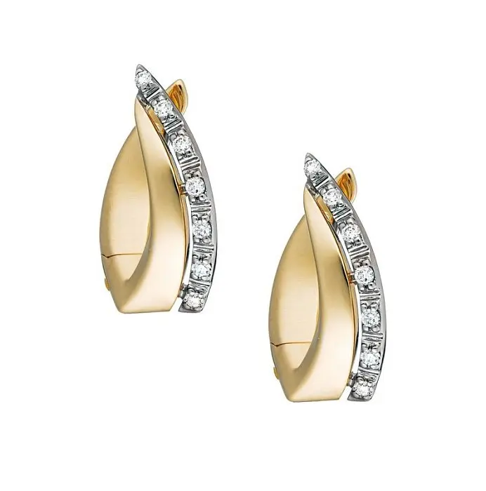 Серьги с английским замком из желтого золота