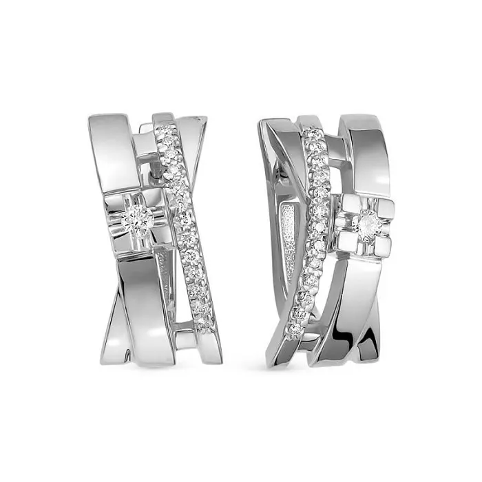 Серьги с английским замком из белого золота