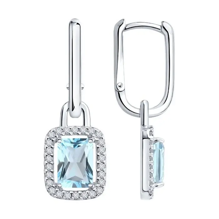 Серьги подвесные из серебра