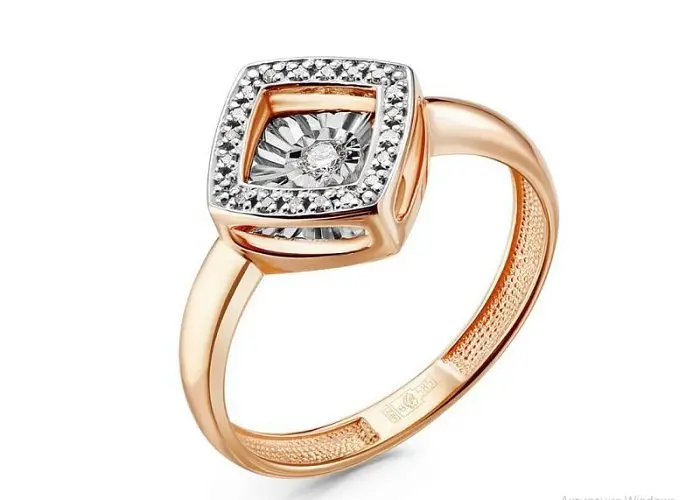 Кольцо декоративное из комбинированного золота с бриллиантами