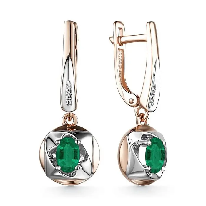 Серьги подвесные из красного золота