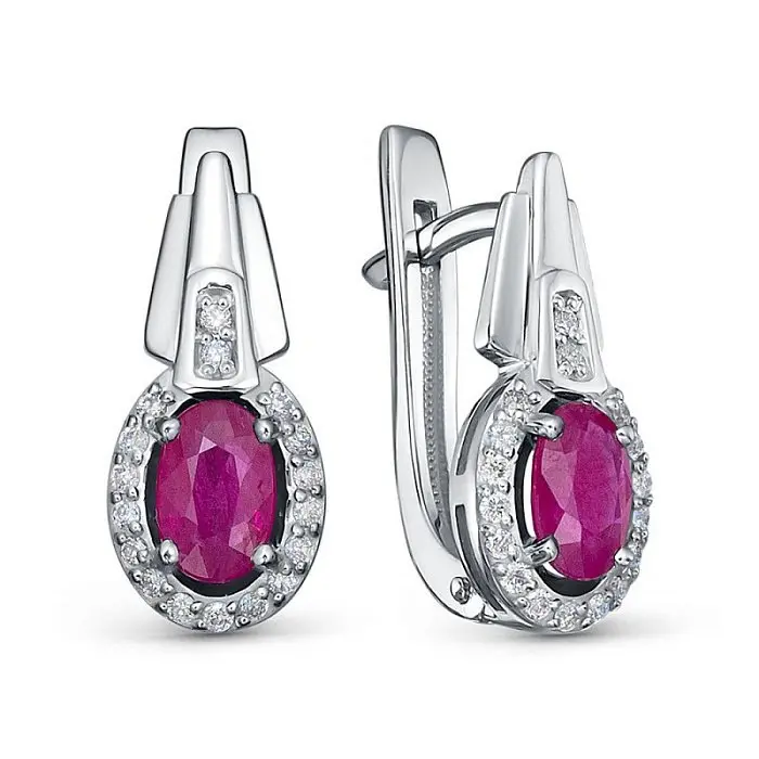 Серьги с английским замком из белого золота