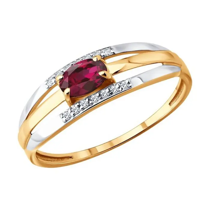 Кольцо декоративное из комбинированного золота