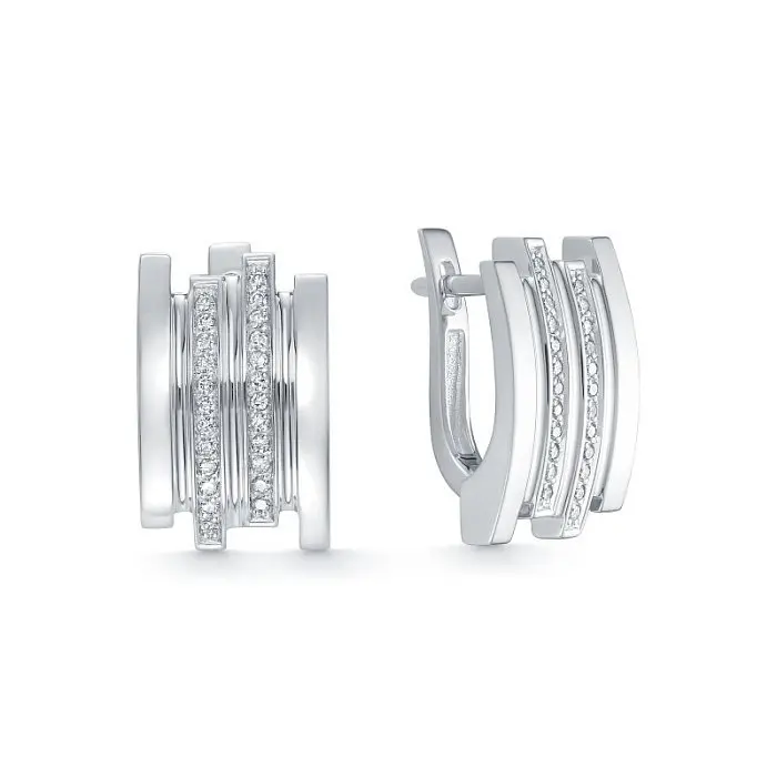 Серьги с английским замком из белого золота