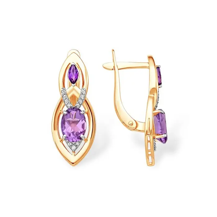 Серьги с английским замком из красного золота