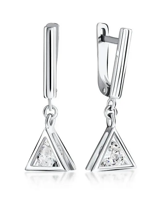 Серьги подвесные из серебра вид 1