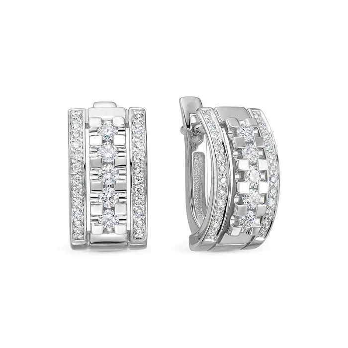 Серьги с английским замком из белого золота