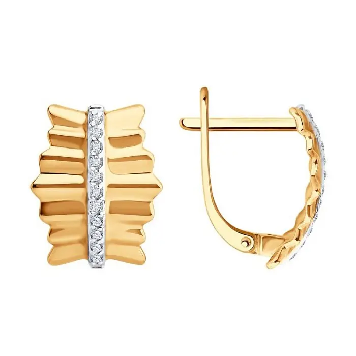 Серьги с английским замком из красного золота