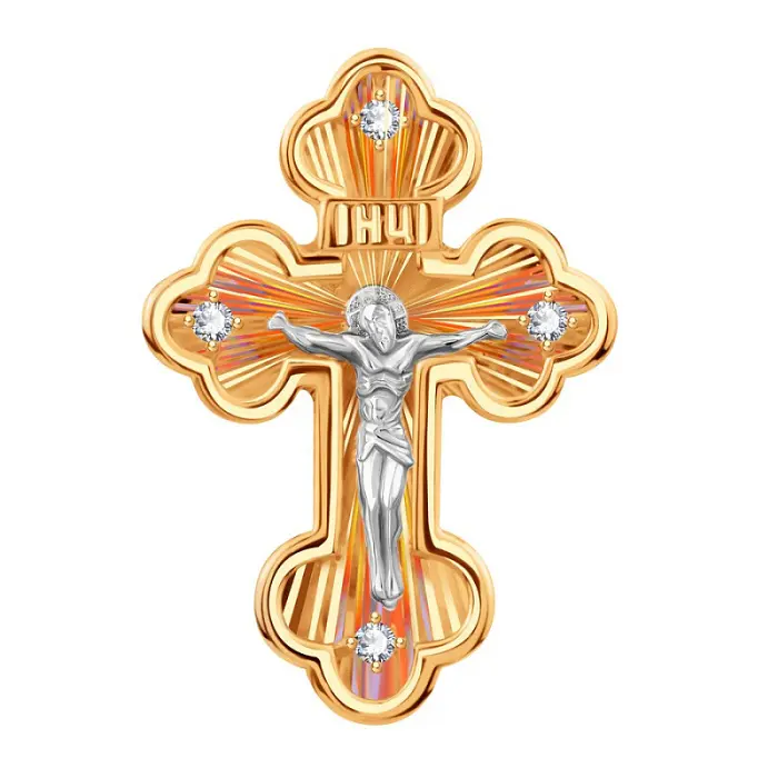 Подвеска крест из красного золота