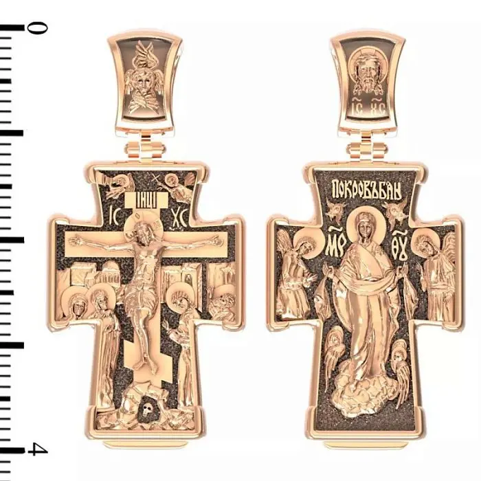 Подвеска крест из красного золота
