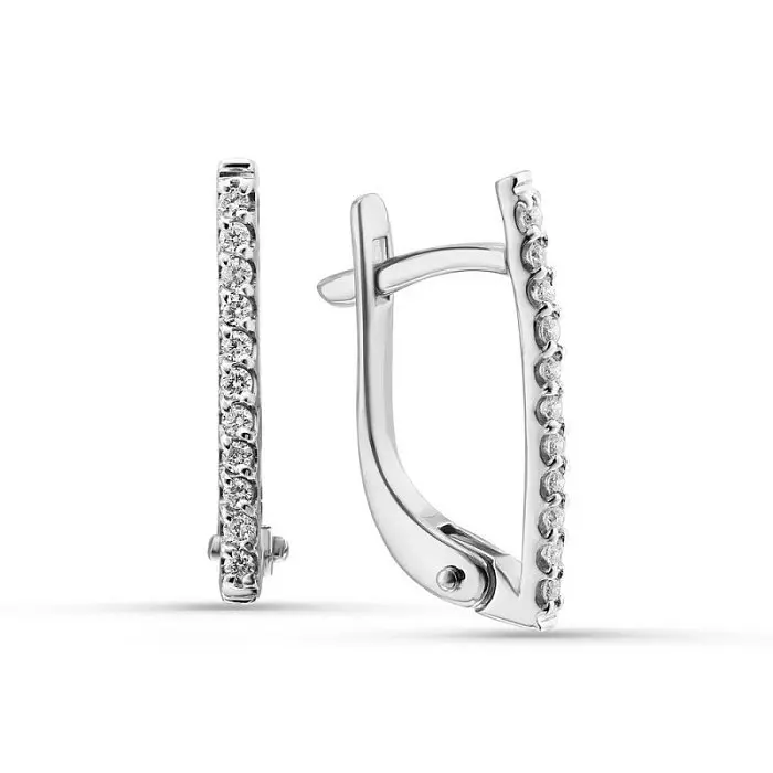 Серьги с английским замком из белого золота