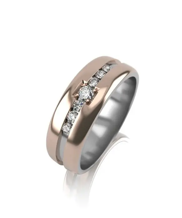 Кольцо обручальное из комбинированного золота