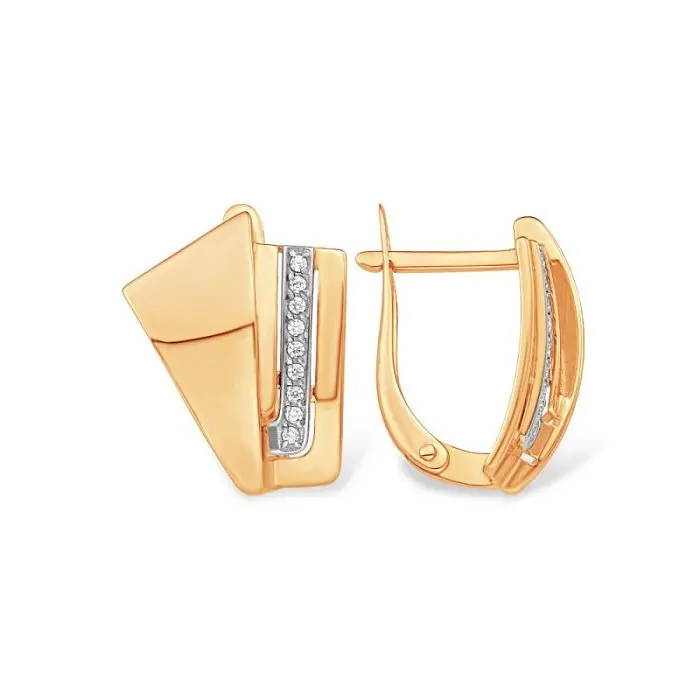 Серьги с английским замком из красного золота