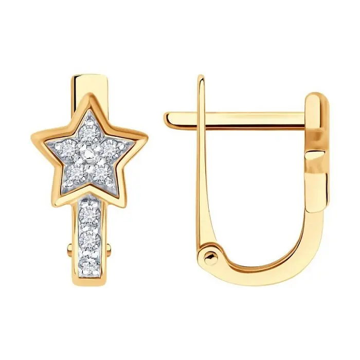 Серьги детские из комбинированного золота