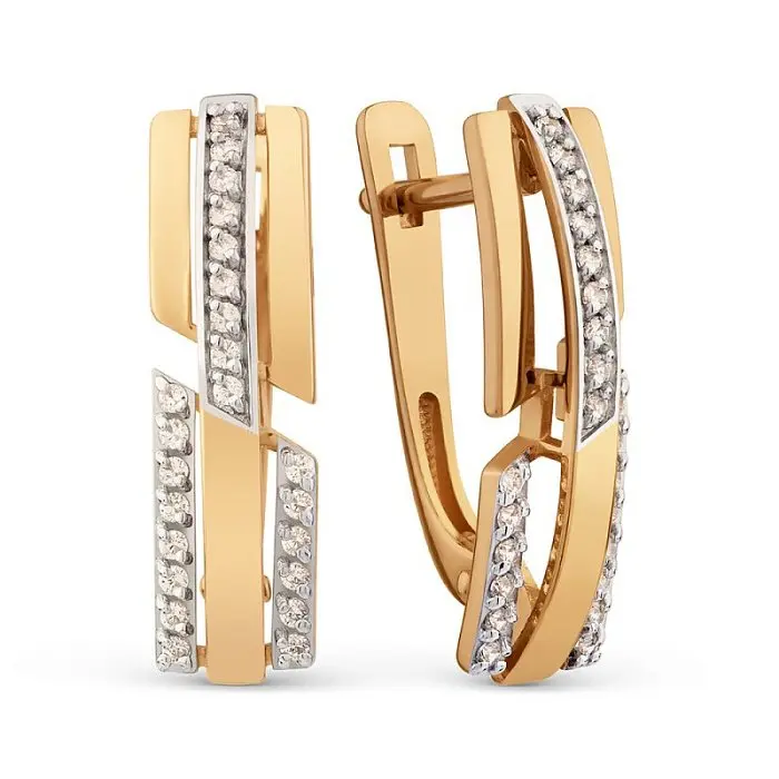 Серьги с английским замком из красного золота