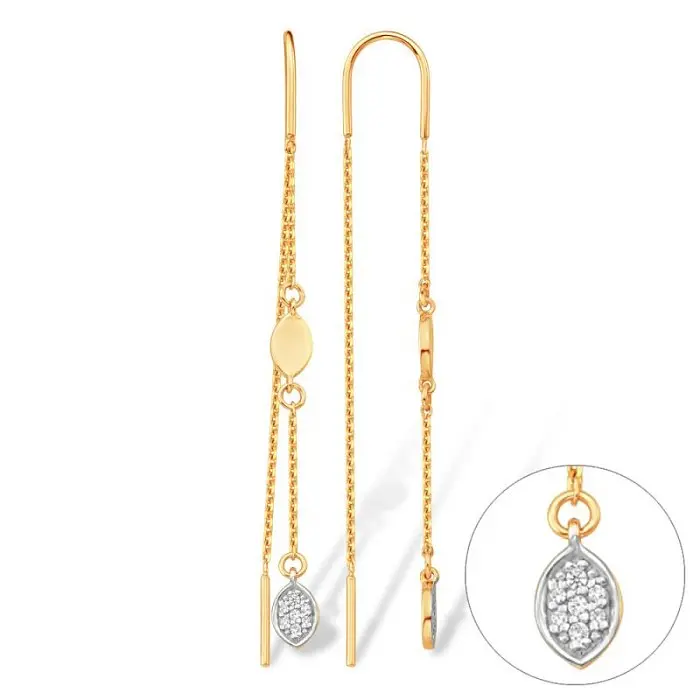 Серьги цепочки из красного золота