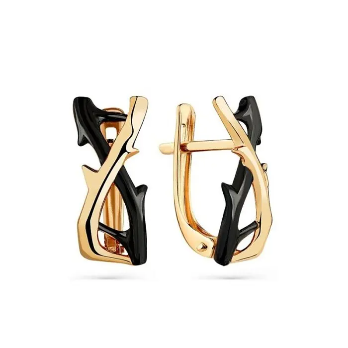 Серьги с английским замком из красного золота