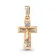 Подвеска крест из комбинированного золота без вставок