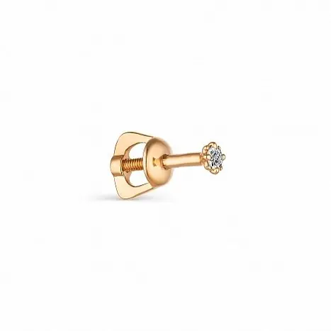 Серьги одиночные из красного золота