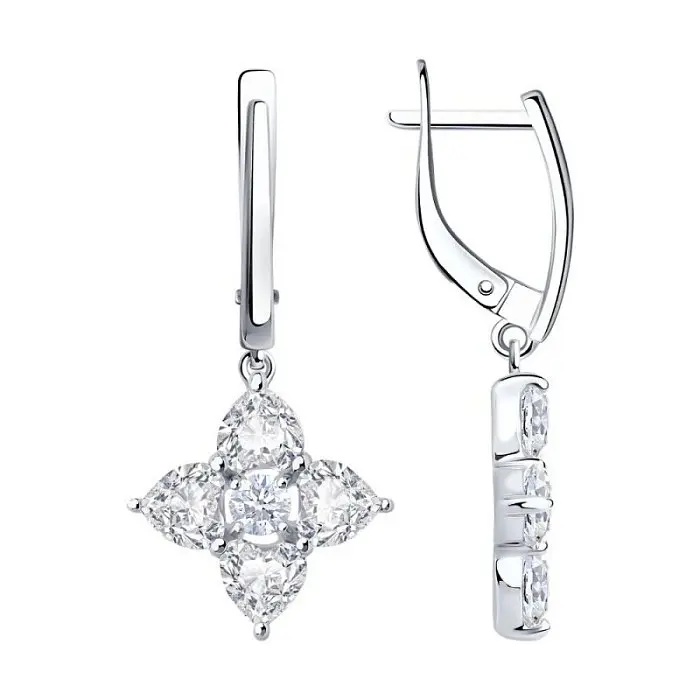 Серьги подвесные из серебра